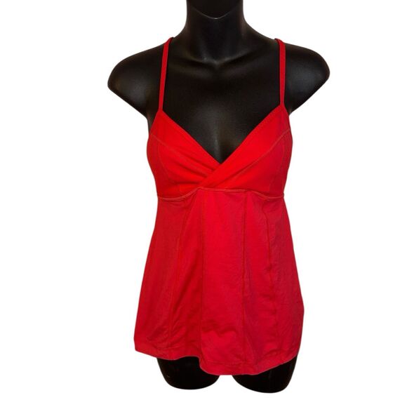 Very nice LULULEMON Hot Tomato Red Classic Cross Back Tank Top Womens size 4 GO - Picture 3 of 9
